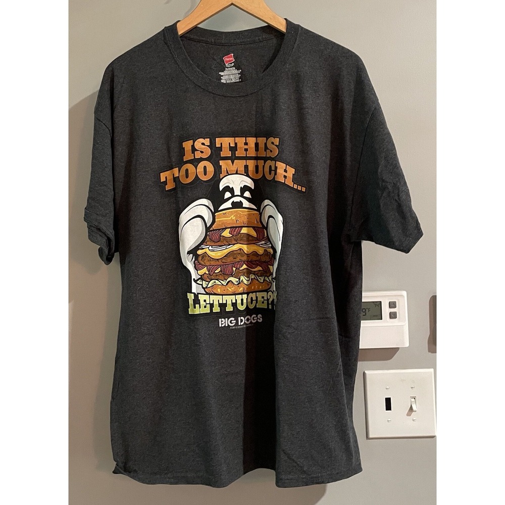 Big Dogs TShirt Graphic Carnivore Is This To Much Lettuce Burger Mens‎ XL